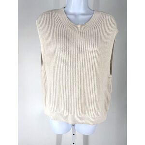 Abercrombie & Fitch Cream Ribbed Knit Crewneck Sweater Vest